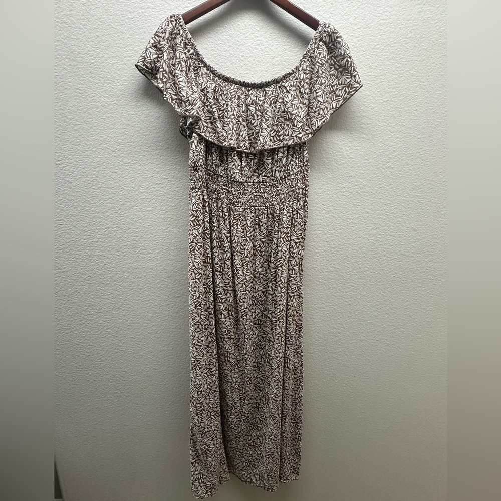 Old Navy Off-Shoulder Brown Floral Dress